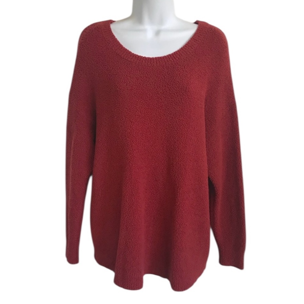 🔴 4/$15 Dip Brand Women’s Plus 2X Deep Red Textured Loose Weave Sweater in EUC